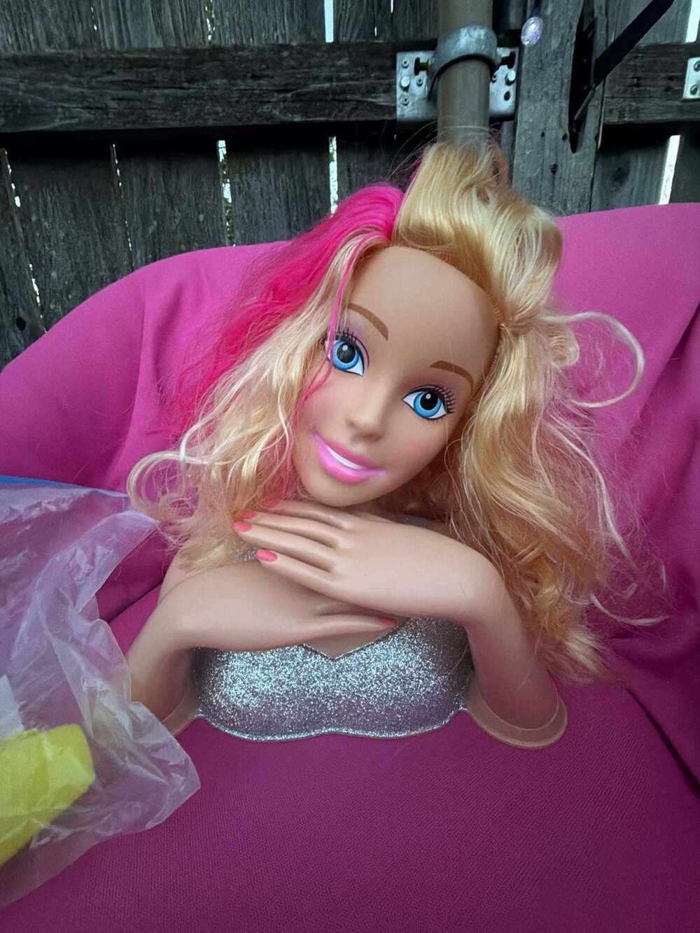 Barbie Deluxe Styling Head Blonde with Pink Highlights and Accessories